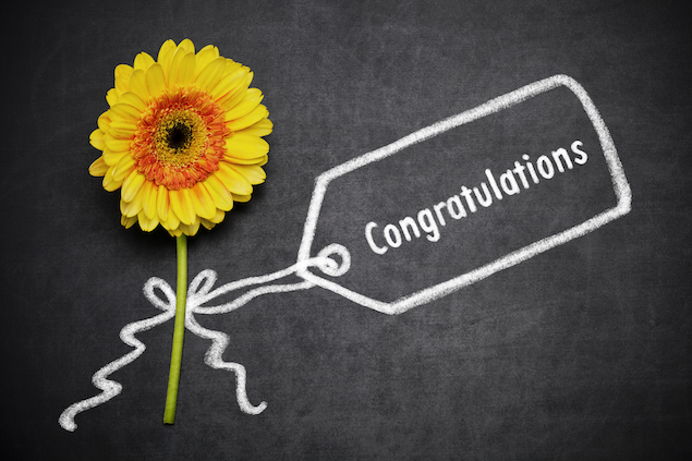 Flower with congratulations tag